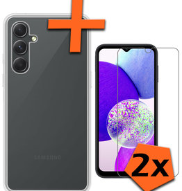 Nomfy Nomfy Samsung Galaxy A14 Hoesje Siliconen Met 2x Screenprotector - Transparant