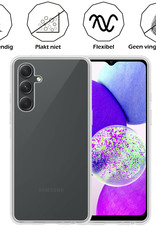 Samsung A14 Hoesje Siliconen Case Back Cover Met 2x Screenprotector - Samsung Galaxy A14 Hoes Cover Silicone - Transparant