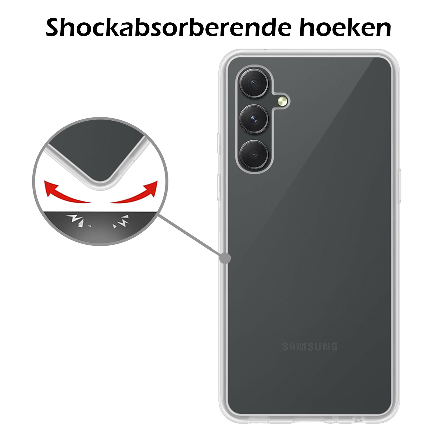 Samsung A14 Hoesje Siliconen Case Back Cover Met 2x Screenprotector - Samsung Galaxy A14 Hoes Cover Silicone - Transparant