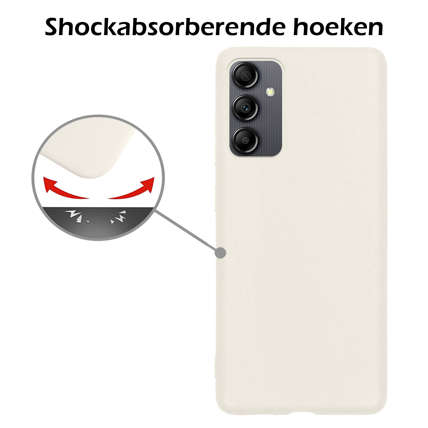Nomfy Hoesje Geschikt voor Samsung A14 Hoesje Siliconen Cover Case Met 2x Screenprotector - Hoes Geschikt voor Samsung Galaxy A14 Hoes Back Case - Wit