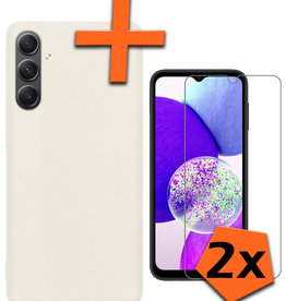 Nomfy Nomfy Samsung Galaxy A14 Hoesje Siliconen Met 2x Screenprotector - Wit