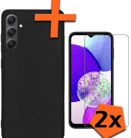 Nomfy Nomfy Samsung Galaxy A14 Hoesje Siliconen Met 2x Screenprotector - Zwart