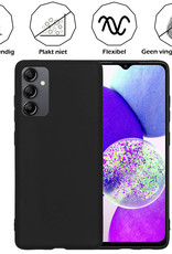 Samsung A14 Hoesje Siliconen Case Back Cover Met 2x Screenprotector - Samsung Galaxy A14 Hoes Cover Silicone - Zwart