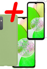 BASEY. Hoes Geschikt voor Samsung A14 Hoesje Siliconen Back Cover Case Met Screenprotector - Hoesje Geschikt voor Samsung Galaxy A14 Hoes Cover Hoesje - Groen