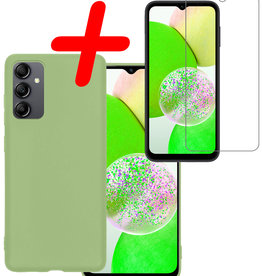 BASEY. BASEY. Samsung Galaxy A14 Hoesje Siliconen Met Screenprotector - Groen