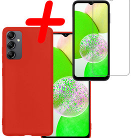 BASEY. BASEY. Samsung Galaxy A14 Hoesje Siliconen Met Screenprotector - Rood