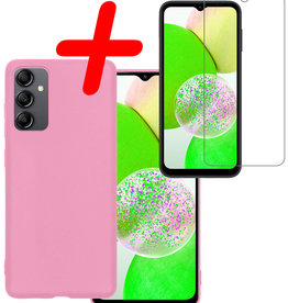 BASEY. BASEY. Samsung Galaxy A14 Hoesje Siliconen Met Screenprotector - Lichtroze