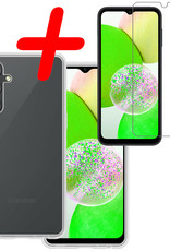 BASEY. Hoes Geschikt voor Samsung A14 Hoesje Siliconen Back Cover Case Met Screenprotector - Hoesje Geschikt voor Samsung Galaxy A14 Hoes Cover Hoesje - Transparant