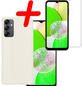 BASEY. BASEY. Samsung Galaxy A14 Hoesje Siliconen Met Screenprotector - Wit