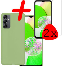 BASEY. BASEY. Samsung Galaxy A14 Hoesje Siliconen Met 2x Screenprotector - Groen