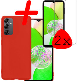 BASEY. BASEY. Samsung Galaxy A14 Hoesje Siliconen Met 2x Screenprotector - Rood