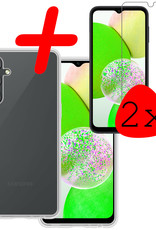 BASEY. Hoes Geschikt voor Samsung A14 Hoesje Siliconen Back Cover Case Met 2x Screenprotector - Hoesje Geschikt voor Samsung Galaxy A14 Hoes Cover Hoesje - Transparant