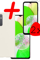 BASEY. Hoes Geschikt voor Samsung A14 Hoesje Siliconen Back Cover Case Met 2x Screenprotector - Hoesje Geschikt voor Samsung Galaxy A14 Hoes Cover Hoesje - Wit