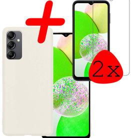BASEY. BASEY. Samsung Galaxy A14 Hoesje Siliconen Met 2x Screenprotector - Wit