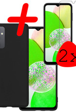 BASEY. Hoes Geschikt voor Samsung A14 Hoesje Siliconen Back Cover Case Met 2x Screenprotector - Hoesje Geschikt voor Samsung Galaxy A14 Hoes Cover Hoesje - Zwart
