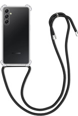 BASEY. Hoes Geschikt voor Samsung A14 Hoesje Shock Proof Case Met Koord Shock Hoes Met Koord - Hoesje Geschikt voor Samsung Galaxy A14 Hoes Cover Met Koord - Transparant