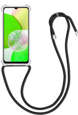 BASEY. Hoes Geschikt voor Samsung A14 Hoesje Shock Proof Case Met Koord Shock Hoes Met Koord - Hoesje Geschikt voor Samsung Galaxy A14 Hoes Cover Met Koord - Transparant