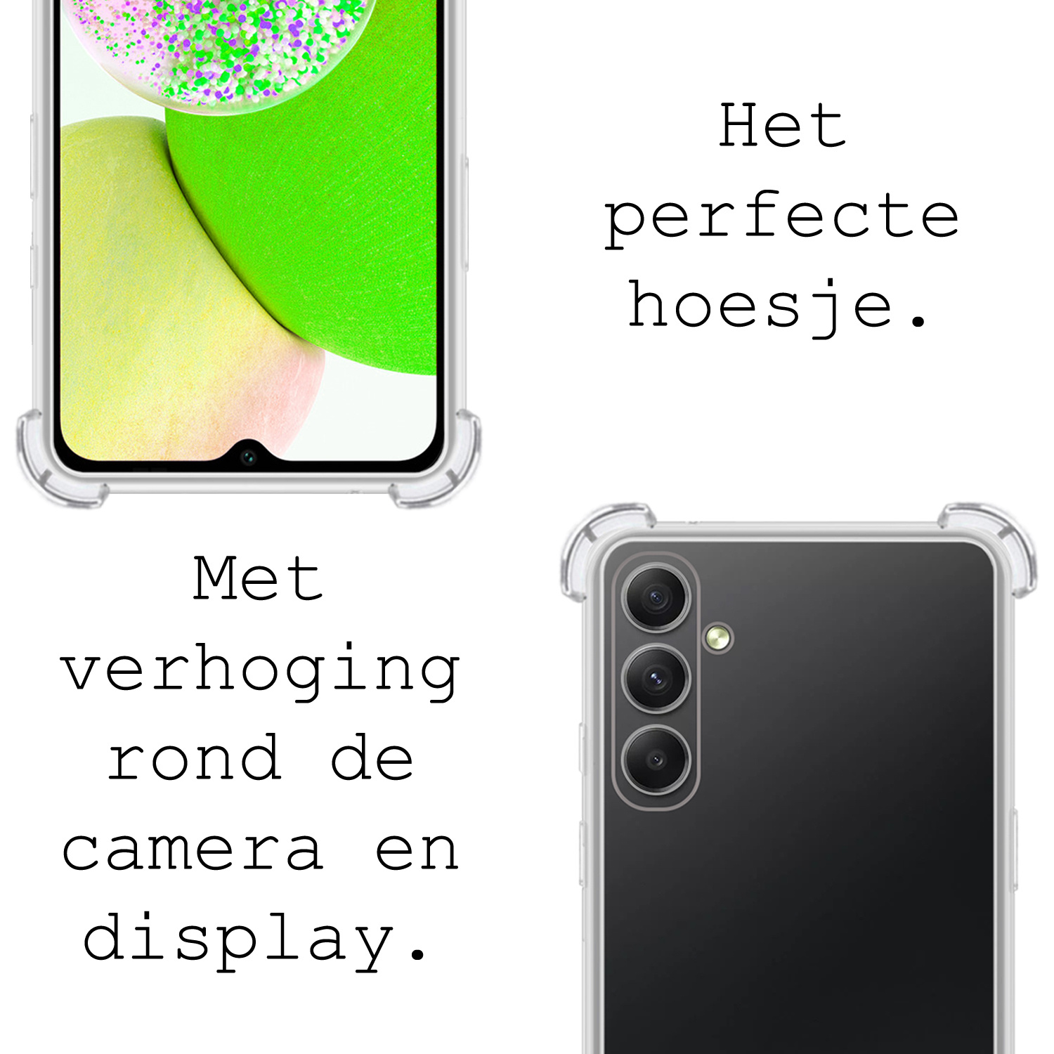 BASEY. Hoes Geschikt voor Samsung A14 Hoesje Shock Proof Case Met Koord Shock Hoes Met Koord - Hoesje Geschikt voor Samsung Galaxy A14 Hoes Cover Met Koord - Transparant