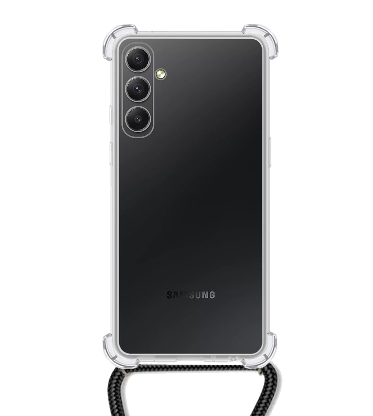 BASEY. Hoes Geschikt voor Samsung A14 Hoesje Shock Proof Case Met Koord Shock Hoes Met Koord - Hoesje Geschikt voor Samsung Galaxy A14 Hoes Cover Met Koord - Transparant