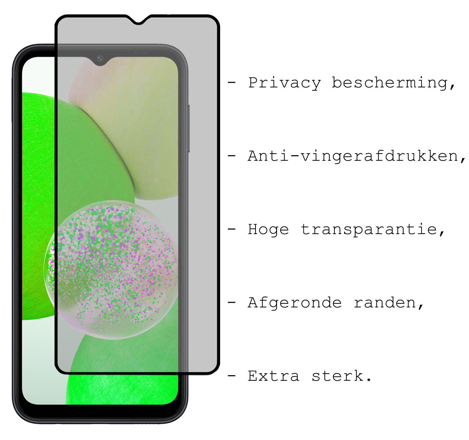 BASEY. Screenprotector Geschikt voor Samsung A14 Screenprotector Privacy Beschermglas - Screenprotector Geschikt voor Samsung Galaxy A14 Screen Protector Full Screen Privacy - 2 Stuks