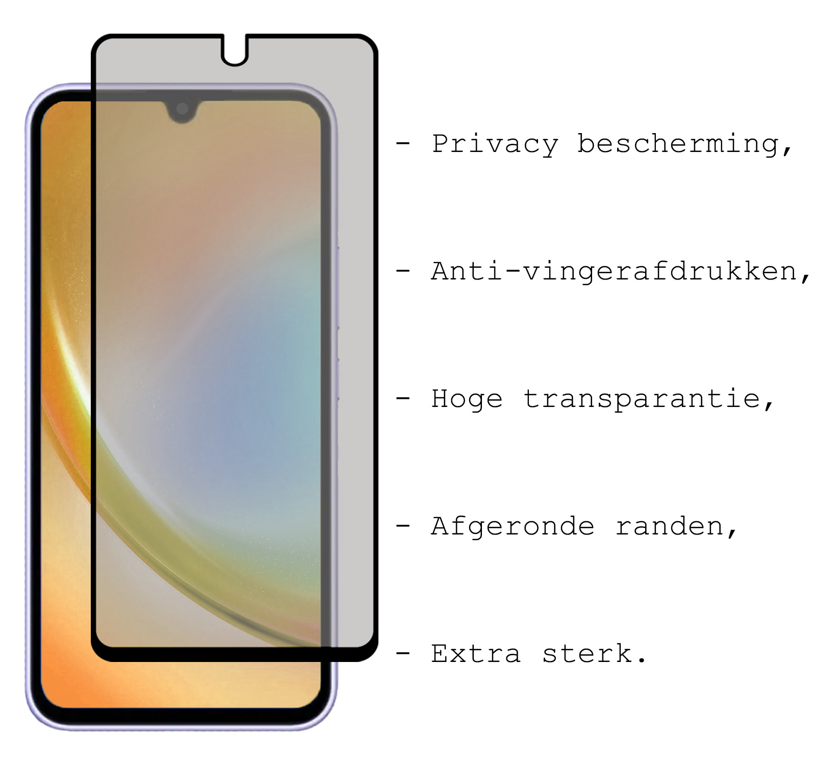 Samsung Galaxy A34 Screenprotector Tempered Glass Privacy Cover - Samsung A34 Beschermglas Privacy Screen Protector Glas
