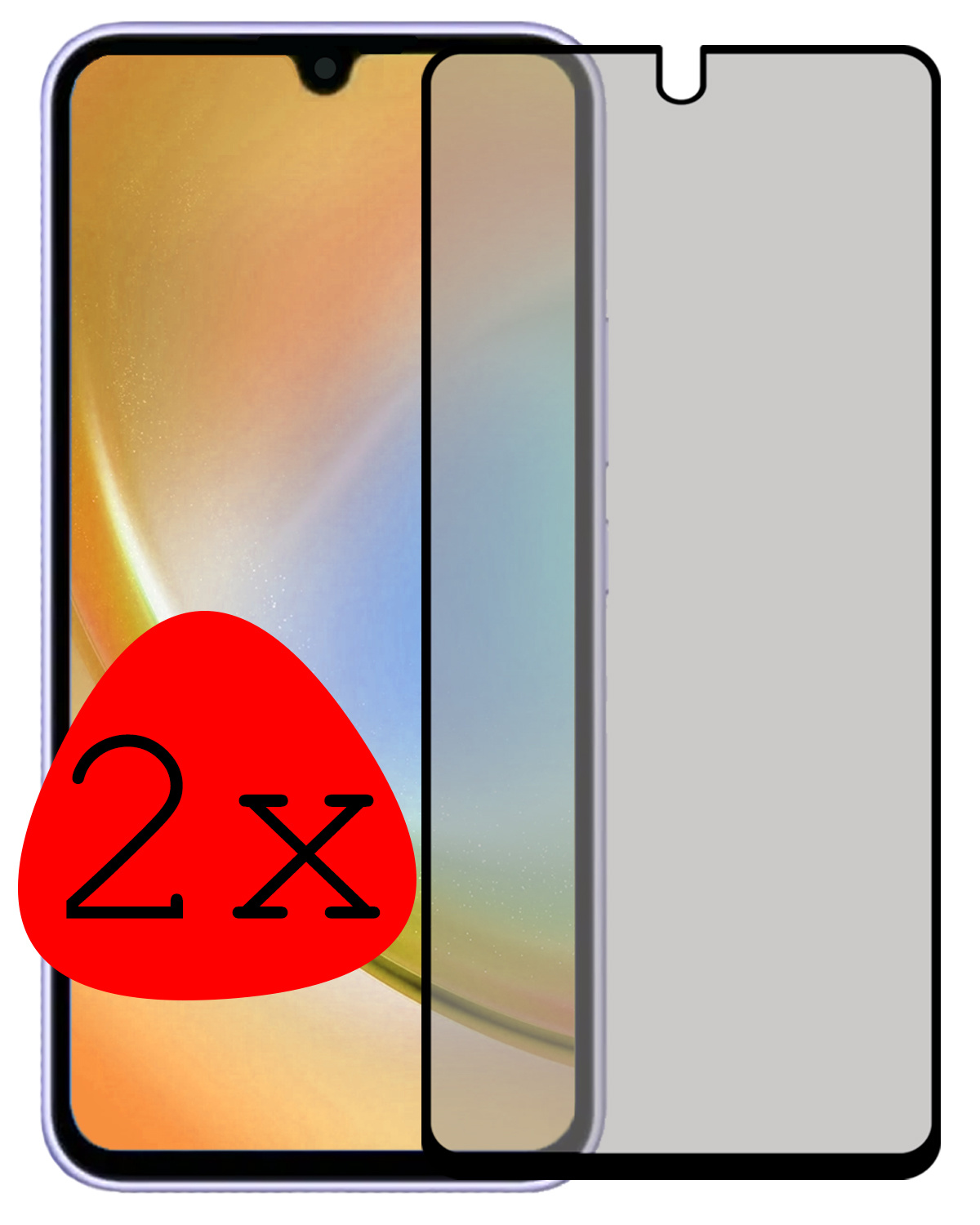 BASEY. Screenprotector Geschikt voor Samsung A34 Screenprotector Privacy Beschermglas - Screenprotector Geschikt voor Samsung Galaxy A34 Screen Protector Full Screen Privacy - 2 Stuks