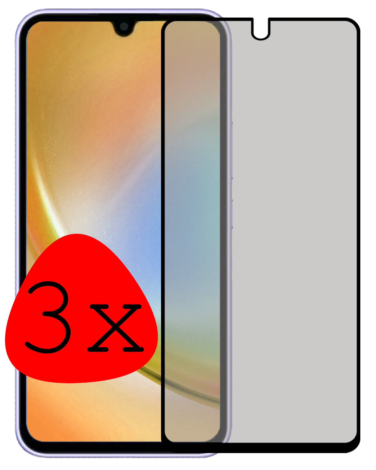 BASEY. Screenprotector Geschikt voor Samsung A34 Screenprotector Privacy Beschermglas - Screenprotector Geschikt voor Samsung Galaxy A34 Screen Protector Full Screen Privacy - 3 Stuks