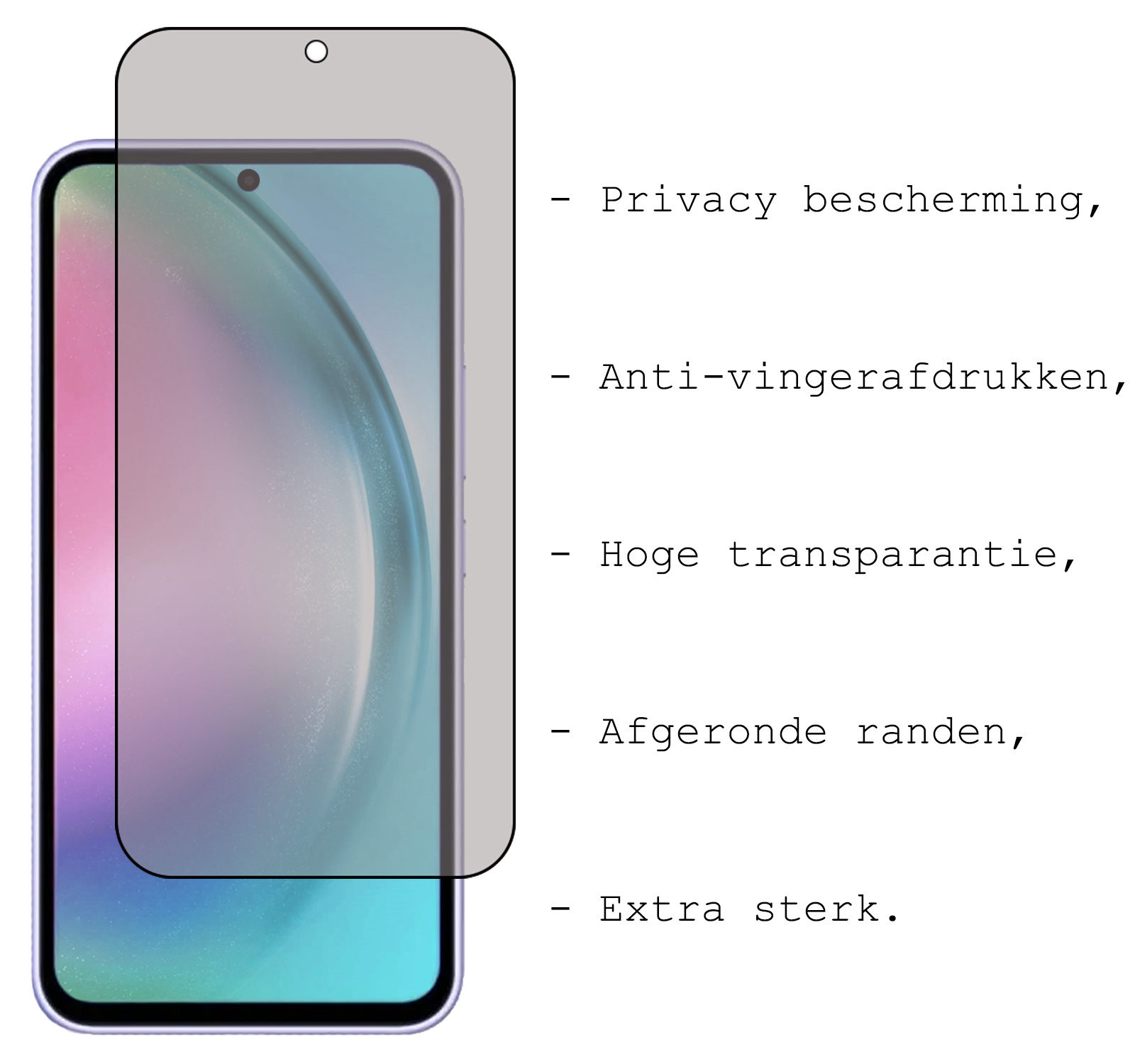 BASEY. Screenprotector Geschikt voor Samsung A54 Screenprotector Privacy Beschermglas - Screenprotector Geschikt voor Samsung Galaxy A54 Screen Protector Full Screen Privacy