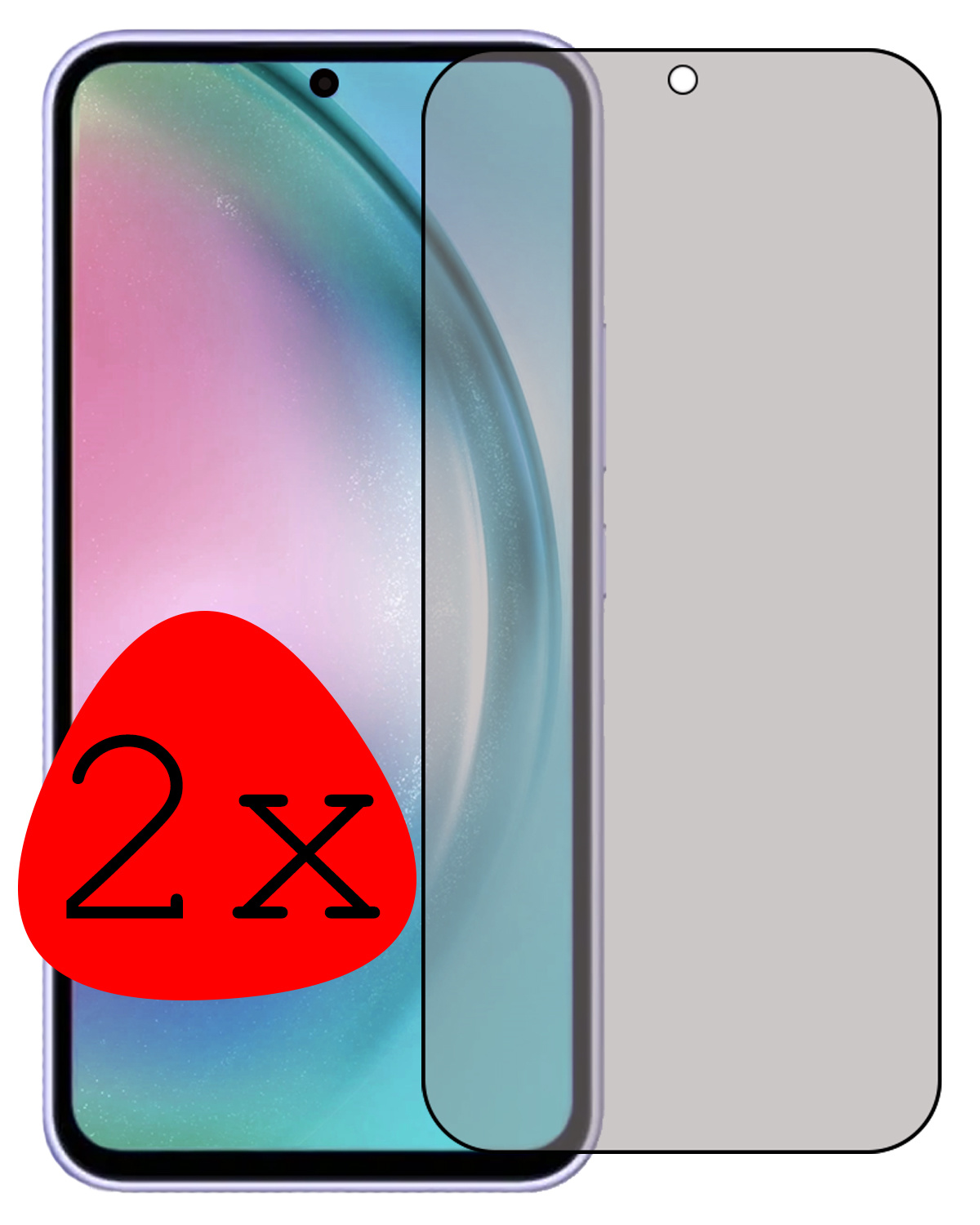 BASEY. Samsung Galaxy A54 Screenprotector Tempered Glass Privacy Cover - Samsung A54 Beschermglas Privacy Screen Protector Glas - 2 Stuks