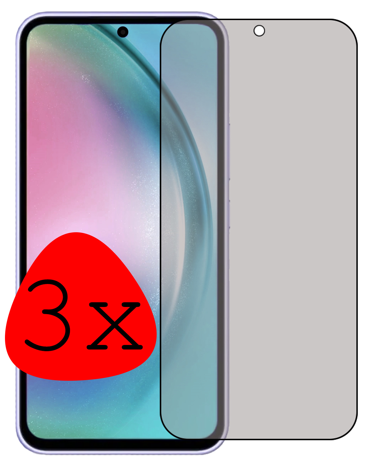 BASEY. Screenprotector Geschikt voor Samsung A54 Screenprotector Privacy Beschermglas - Screenprotector Geschikt voor Samsung Galaxy A54 Screen Protector Full Screen Privacy - 3 Stuks