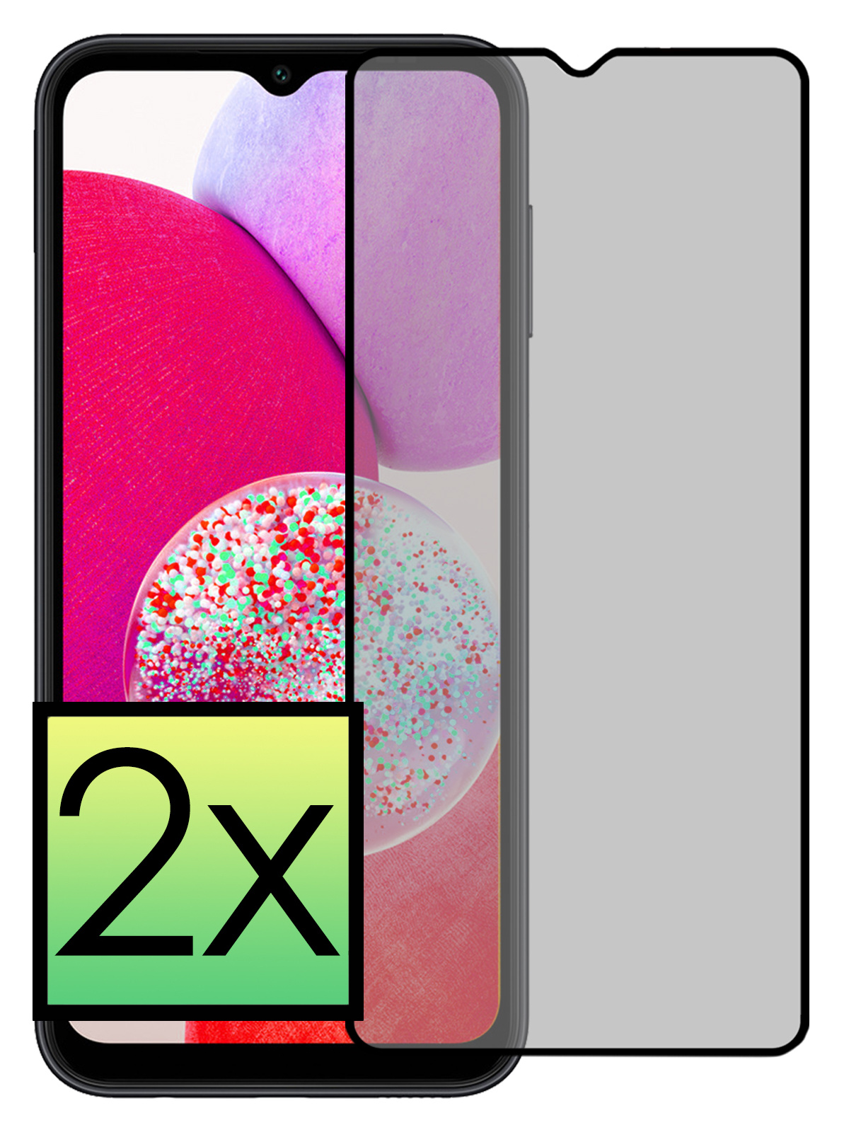 NoXx Screenprotector Geschikt voor Samsung A14 Screenprotector Privacy Tempered Glass Gehard Glas Display Cover - 2x