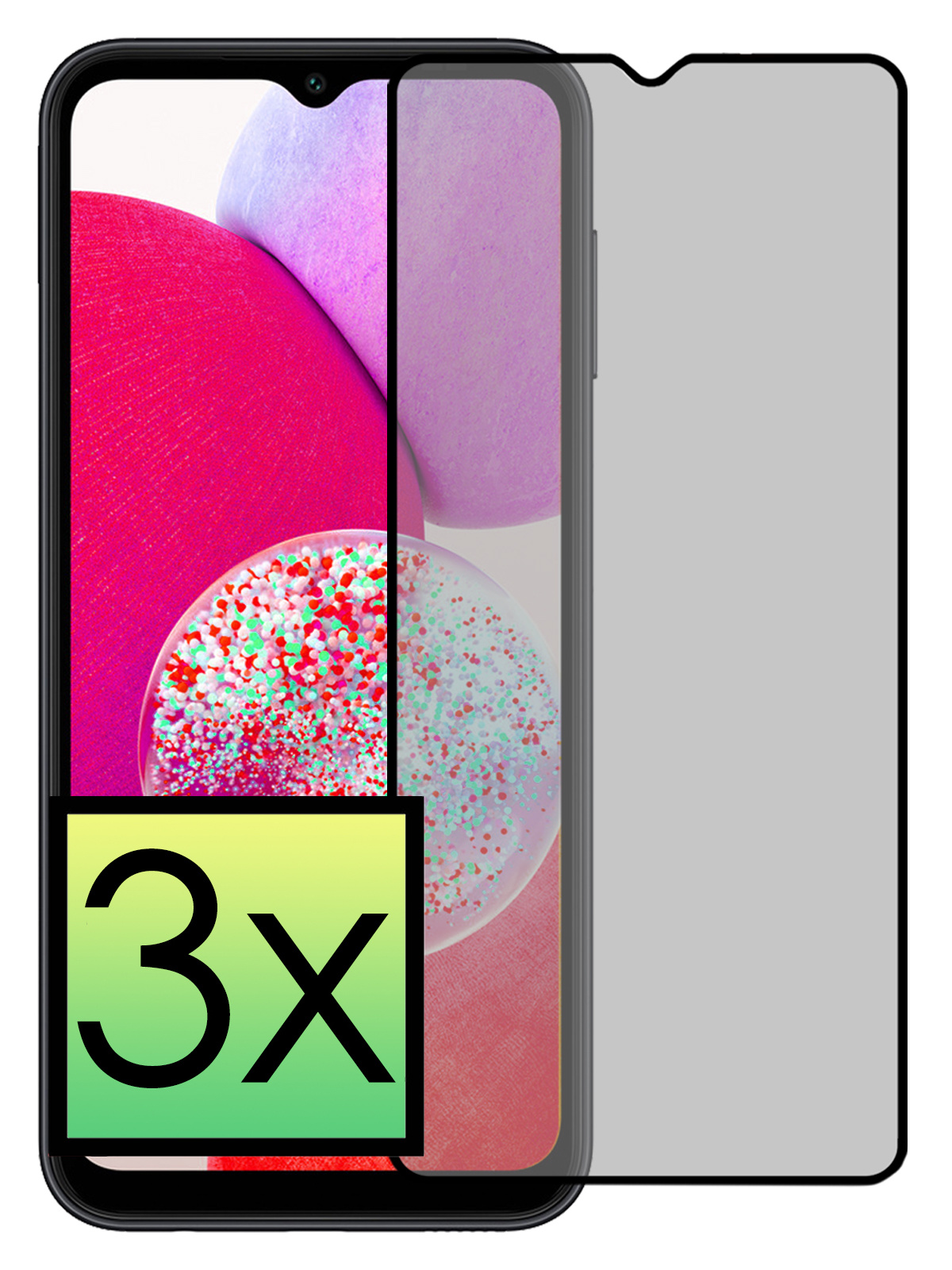 NoXx Screenprotector Geschikt voor Samsung A14 Screenprotector Privacy Tempered Glass Gehard Glas Display Cover - 3x