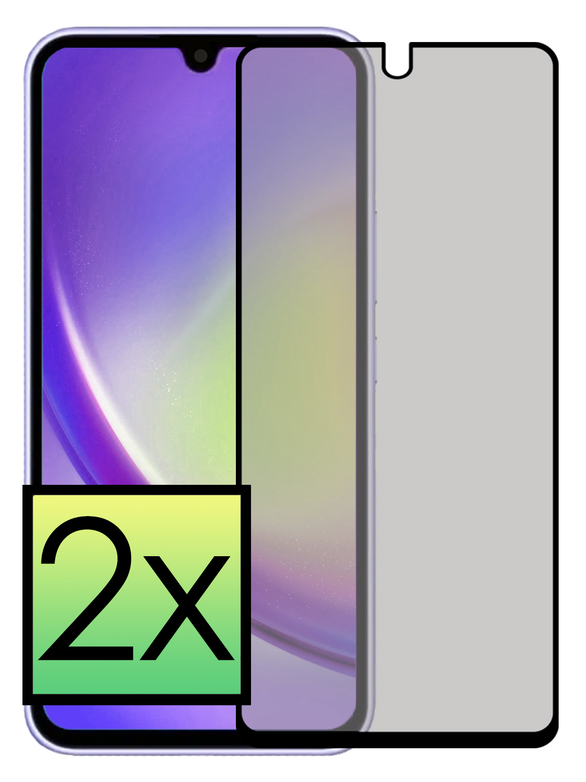 NoXx Screenprotector Geschikt voor Samsung A34 Screenprotector Privacy Tempered Glass Gehard Glas Display Cover - 2x