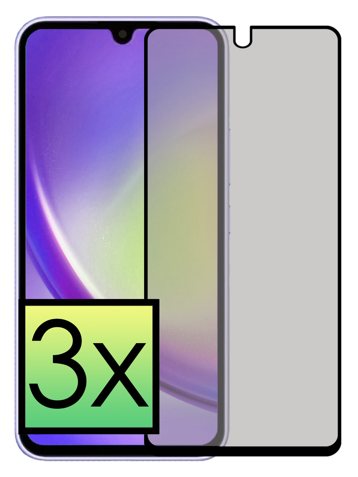 NoXx Screenprotector Geschikt voor Samsung A34 Screenprotector Privacy Tempered Glass Gehard Glas Display Cover - 3x