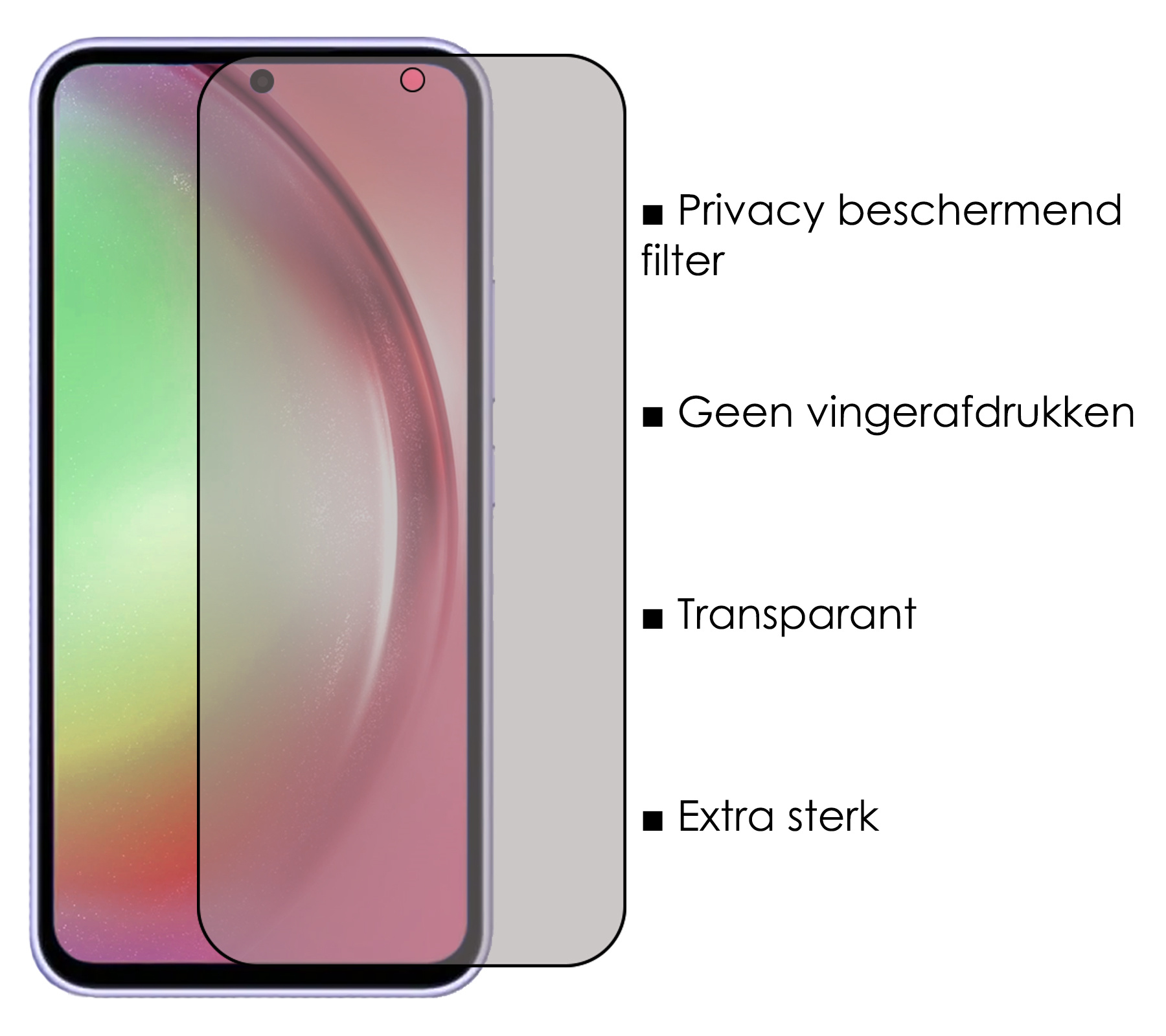 NoXx Screenprotector Geschikt voor Samsung A54 Screenprotector Privacy Tempered Glass Gehard Glas Display Cover - 2x