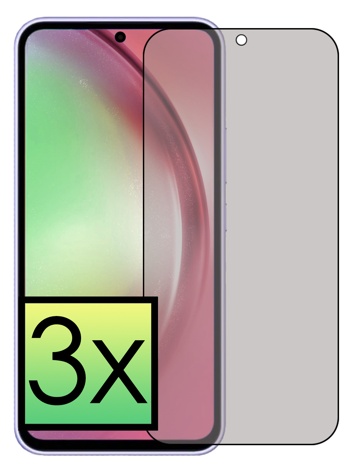 NoXx Screenprotector Geschikt voor Samsung A54 Screenprotector Privacy Tempered Glass Gehard Glas Display Cover - 3x