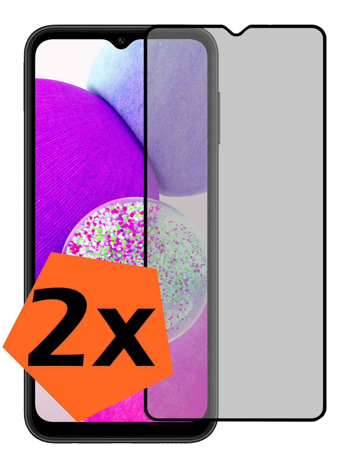 Nomfy Screenprotector Geschikt voor Samsung A14 Screenprotector Privacy Bescherm Glas - Screenprotector Geschikt voor Samsung Galaxy A14 Privacy Screenprotector Tempered Glass - 2 PACK