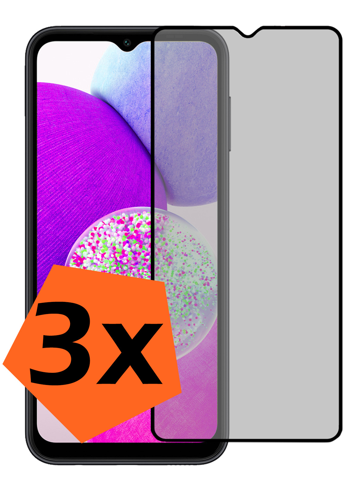Nomfy Screenprotector Geschikt voor Samsung A14 Screenprotector Privacy Bescherm Glas - Screenprotector Geschikt voor Samsung Galaxy A14 Privacy Screenprotector Tempered Glass - 3 PACK