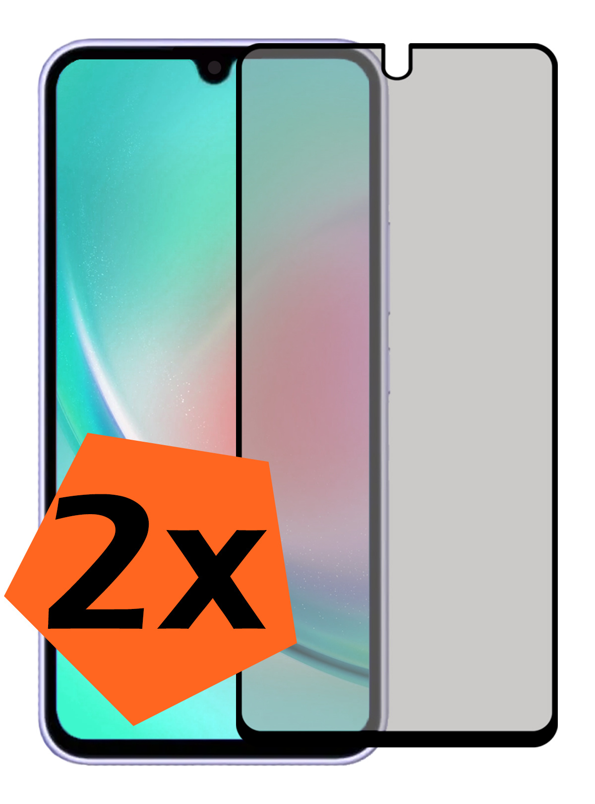 Nomfy Screenprotector Geschikt voor Samsung A34 Screenprotector Privacy Bescherm Glas - Screenprotector Geschikt voor Samsung Galaxy A34 Privacy Screenprotector Tempered Glass - 2 PACK