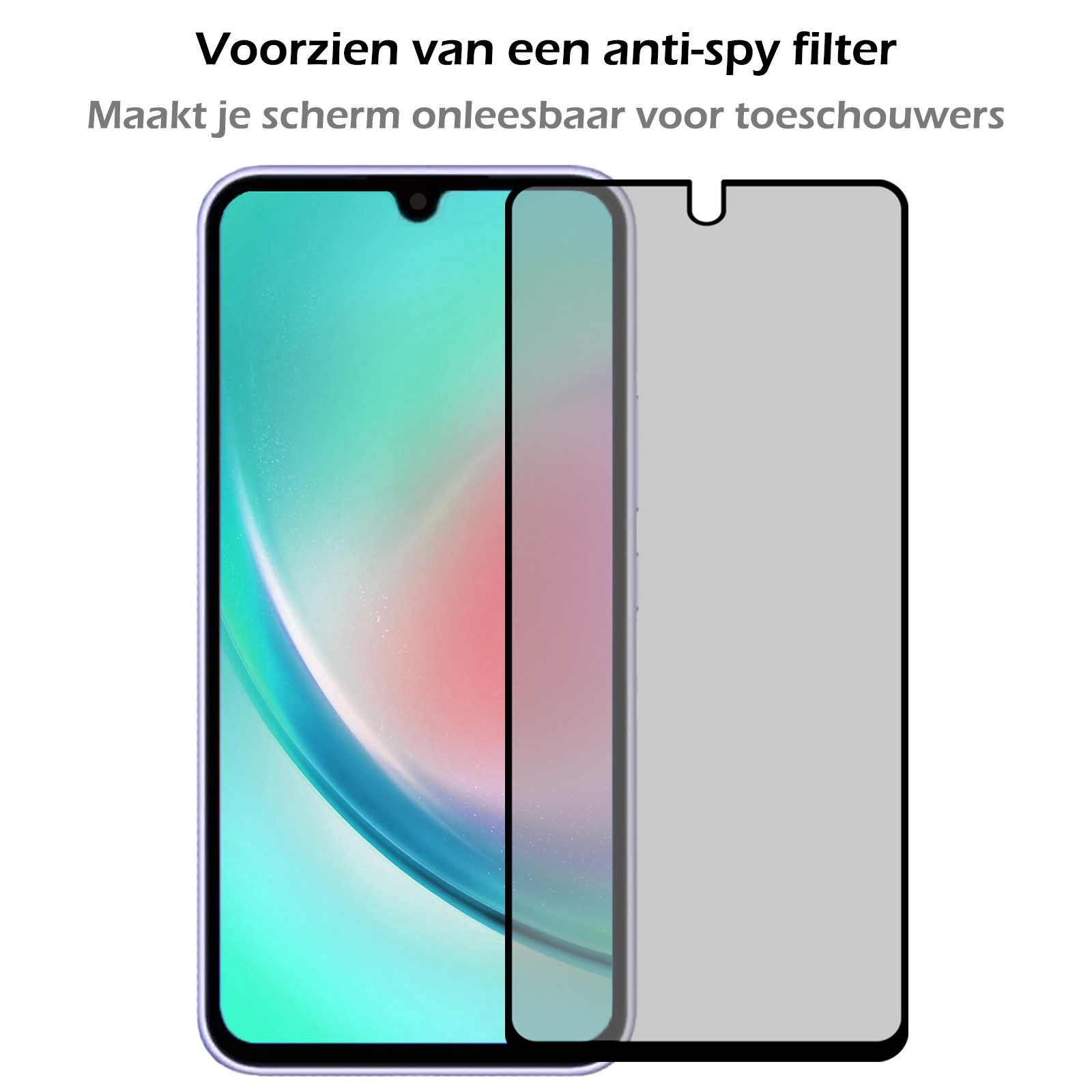 Nomfy Screenprotector Geschikt voor Samsung A34 Screenprotector Privacy Bescherm Glas - Screenprotector Geschikt voor Samsung Galaxy A34 Privacy Screenprotector Tempered Glass - 2 PACK