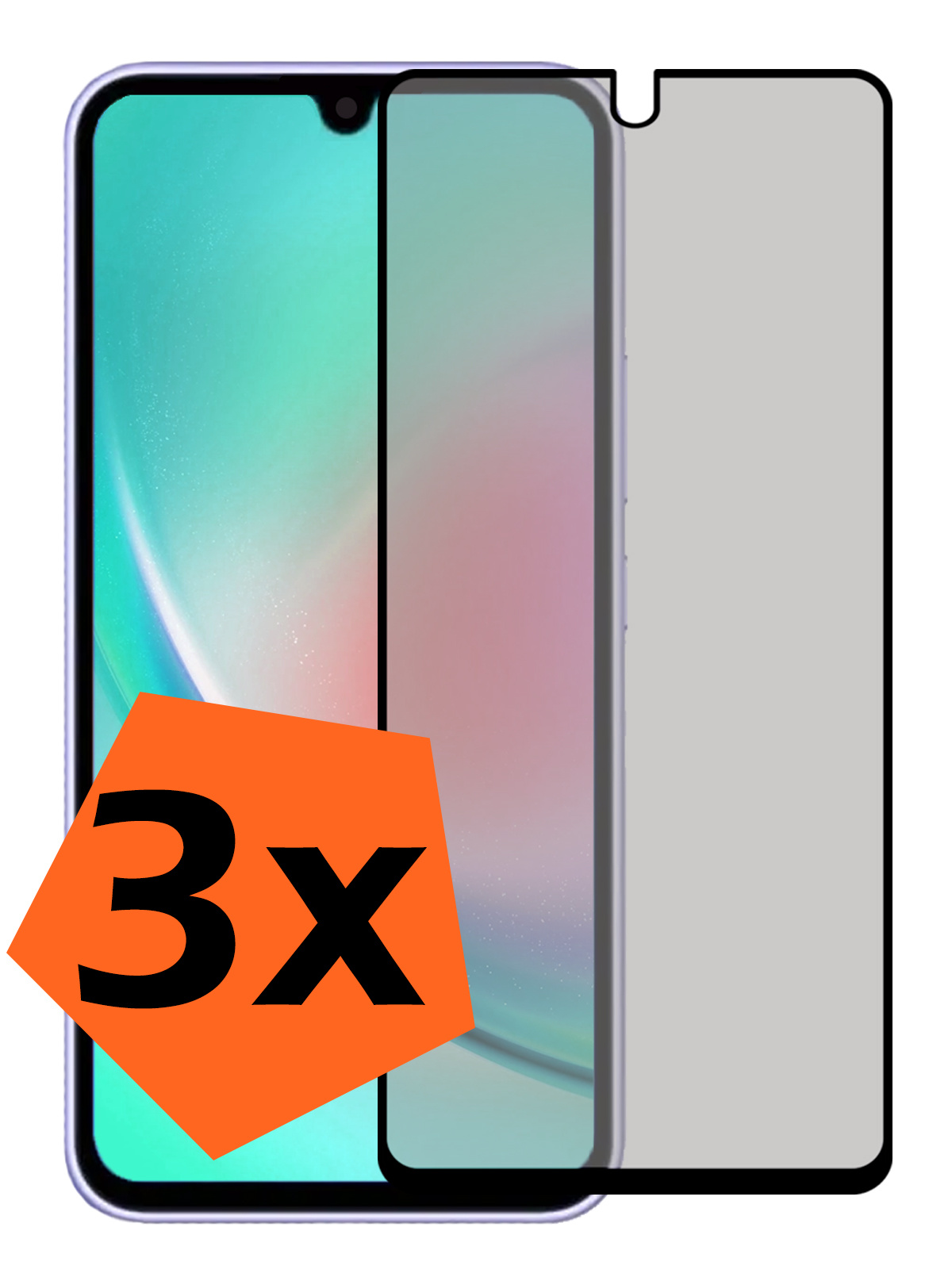 Nomfy Screenprotector Geschikt voor Samsung A34 Screenprotector Privacy Bescherm Glas - Screenprotector Geschikt voor Samsung Galaxy A34 Privacy Screenprotector Tempered Glass - 3 PACK