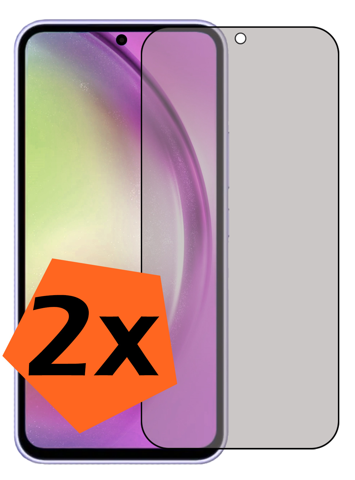 Nomfy Screenprotector Geschikt voor Samsung A54 Screenprotector Privacy Bescherm Glas - Screenprotector Geschikt voor Samsung Galaxy A54 Privacy Screenprotector Tempered Glass - 2 PACK