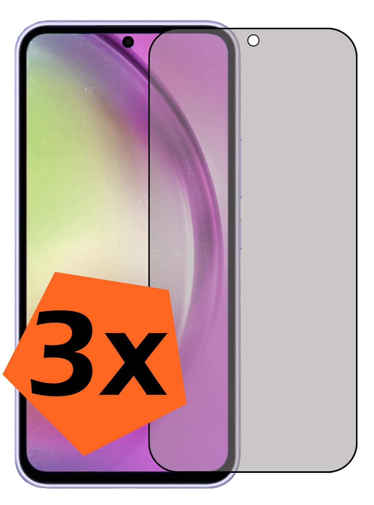 Nomfy Screenprotector Geschikt voor Samsung A54 Screenprotector Privacy Bescherm Glas - Screenprotector Geschikt voor Samsung Galaxy A54 Privacy Screenprotector Tempered Glass - 3 PACK