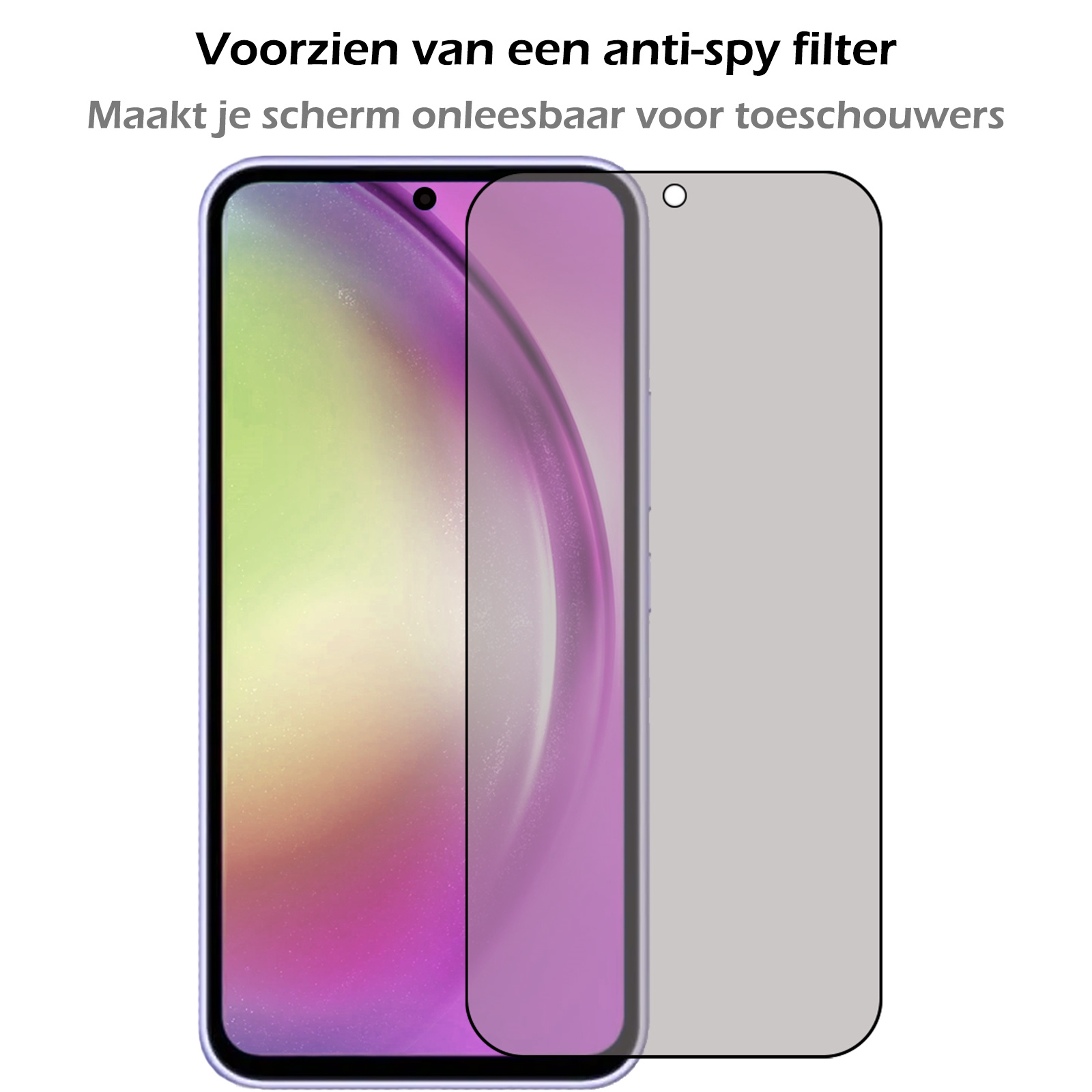 Nomfy Screenprotector Geschikt voor Samsung A54 Screenprotector Privacy Bescherm Glas - Screenprotector Geschikt voor Samsung Galaxy A54 Privacy Screenprotector Tempered Glass - 3 PACK