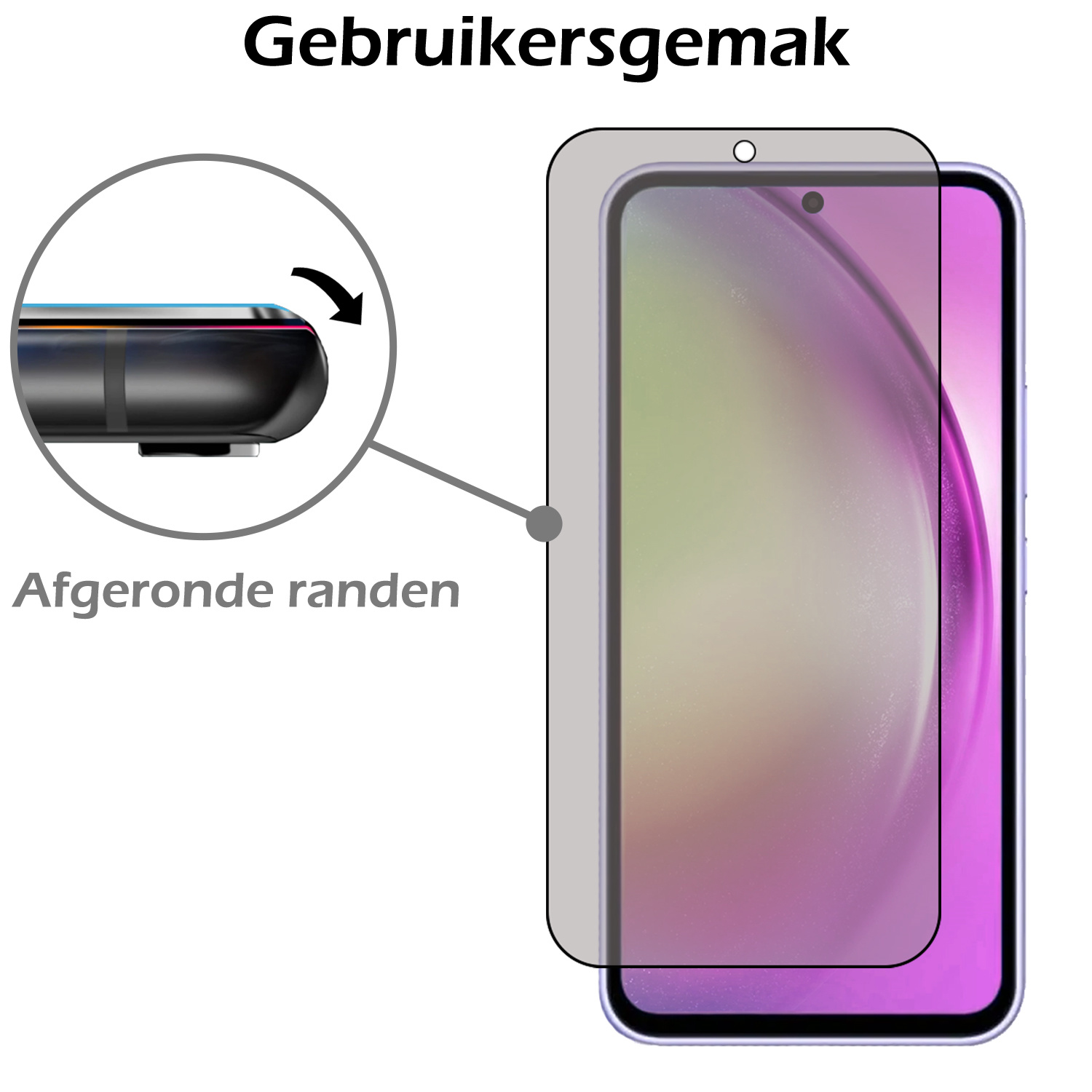 Nomfy Screenprotector Geschikt voor Samsung A54 Screenprotector Privacy Bescherm Glas - Screenprotector Geschikt voor Samsung Galaxy A54 Privacy Screenprotector Tempered Glass - 3 PACK