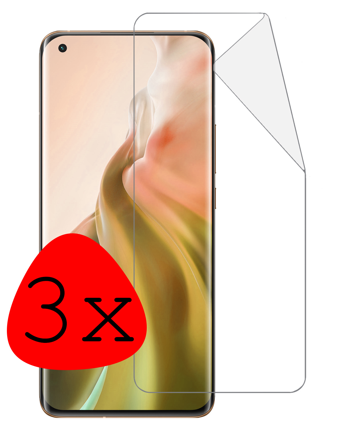 BASEY. Screenprotector Folie Geschikt voor Xiaomi Mi 11 Screenprotector Bescherm Folie Soft TPU - Screenprotector Folie Geschikt voor Xiaomi Mi 11 Screen Protector Screen Cover - 3 Stuks