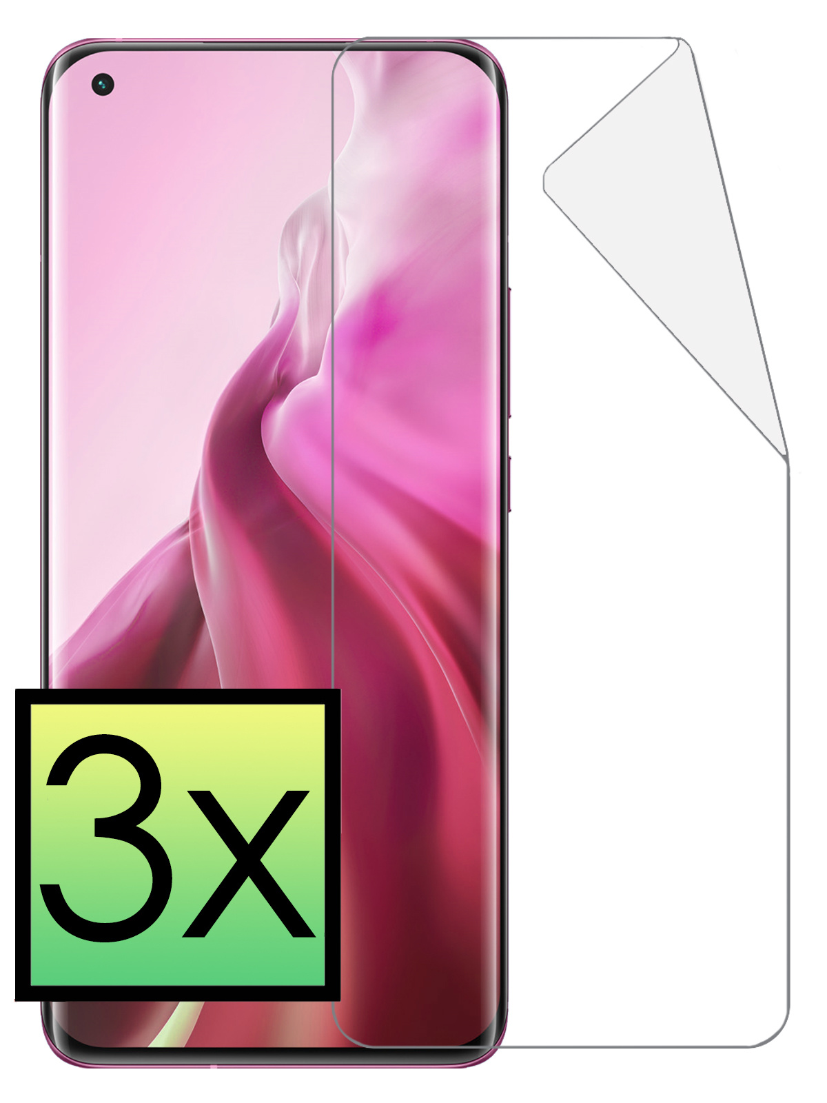 NoXx Screenprotector Folie Geschikt voor Xiaomi Mi 11 Screenprotector Bescherm Folie - Screenprotector Folie Geschikt voor Xiaomi Mi 11 Screenprotector Telefoon Folie - 3x