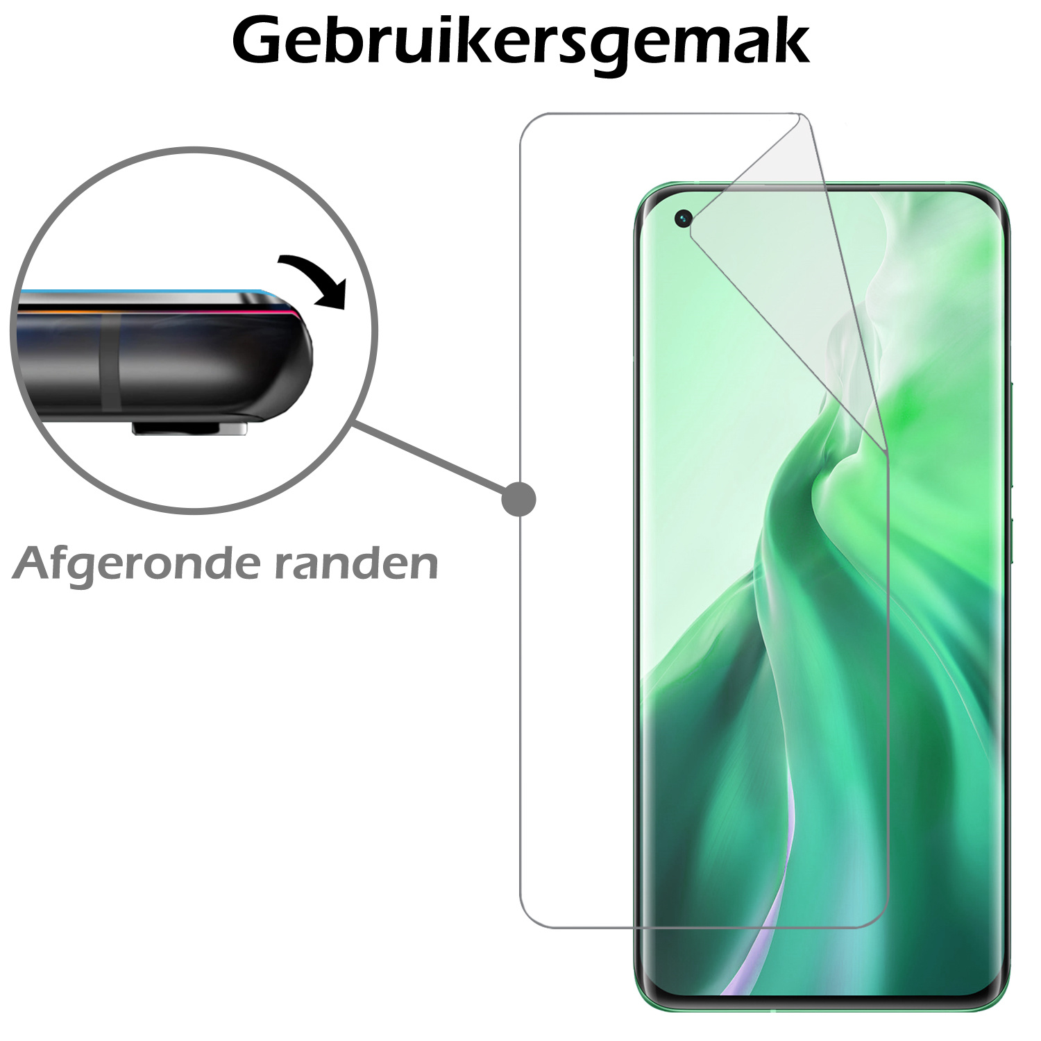 Nomfy Screenprotector Folie Geschikt voor Xiaomi Mi 11 Screenprotector Bescherm Folie Screen Protector Folie Telefoon - 2 PACK