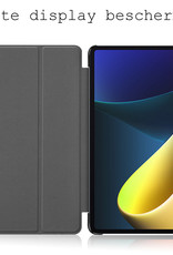 BASEY. Xiaomi Pad 5 Hoes Book Case Luxe Hoesje Met Screenprotector - Xiaomi Pad 5 Hoesje Book Case Hoes - Zwart