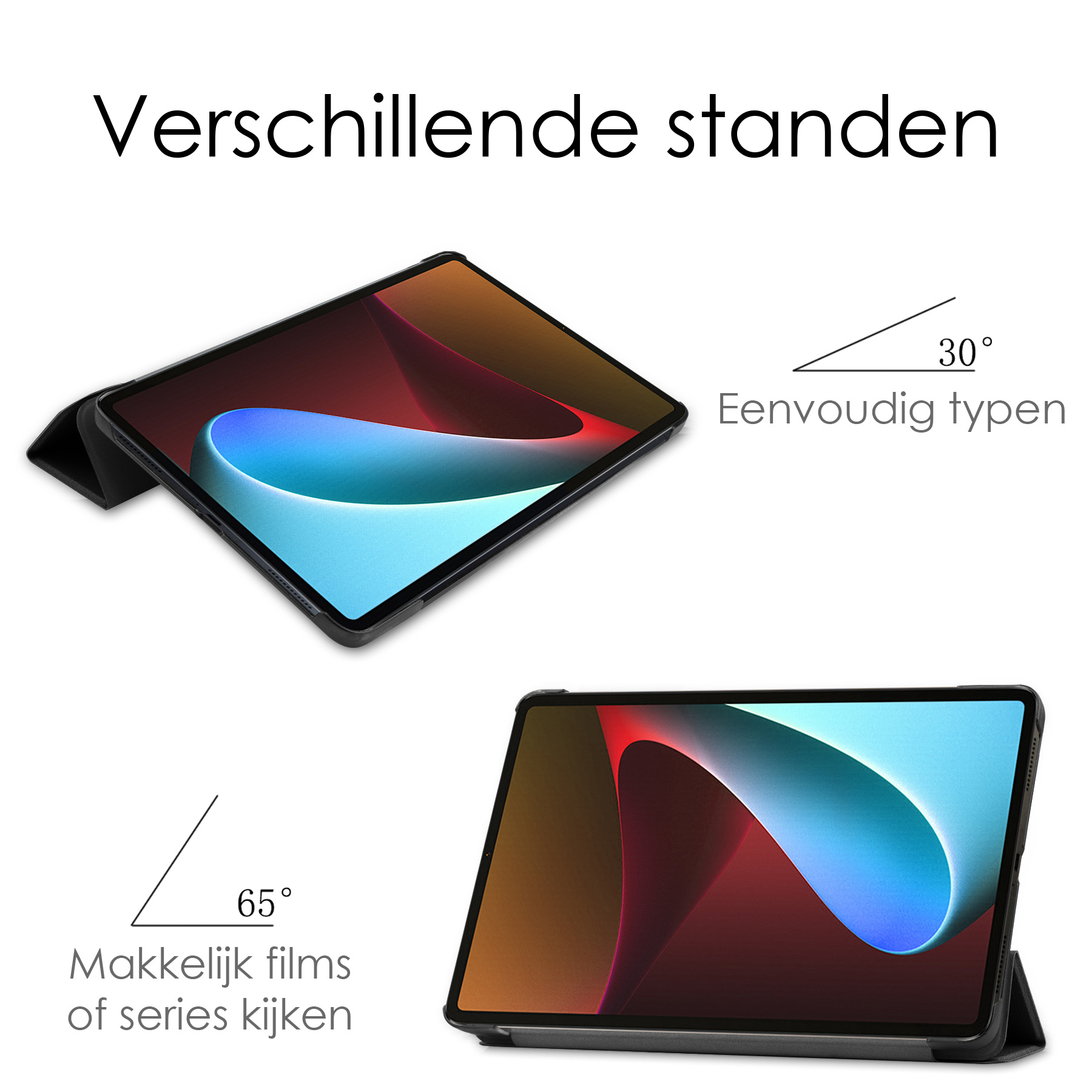 NoXx Hoesje Geschikt voor Xiaomi Pad 5 Hoesje Case Hard Cover Hoes Book Case Met Screenprotector - Zwart